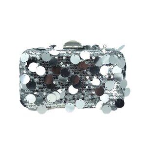 Tigerstars Dazzling Silver Paillettes Disk Sequin Clutch Bag